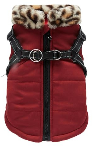 Hundemantel für kaltes Wetter, warme Kleidung für Dackel, thermische Kleidung, winddicht, für Haustiere, Weste für Hunde mit integriertem Geschirr, Kleidung