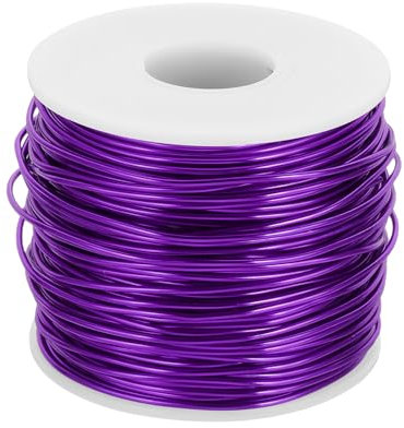 sourcing map 15 Gauge Anodized Aluminum Craft Wire Bendable Bonsai Training Wire 223 Feet 1.5mm for Sculpting Crafts Wreath Floral Beading Jewelry Making, Purple