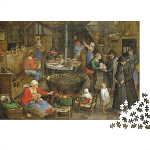 Pieter Bruegel det äldre träpussel, 1 000 delar, pussel för vuxna, pedagogiska spel, utmanande leksaker, träning för sinnet, 1 000 pusselspel 1 000 st