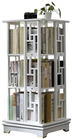 PZEOB 3 -stufige Bücherregale hölzerne Stehbuchscheine 360 ​​° rotierende Bücherregale 44 * 112 cm Sparenplatz Square Corner Book Regal