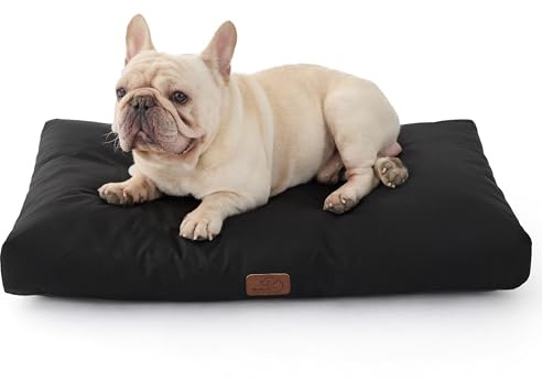 BEDSURE wasserdichte Hundebett mittelgroße Hunde Waschbar - 74x46cm Hundematratze rutschfest, Outdoor Hundematte abnehmbare Außenabdeckung, weiche Hundekissen mittelgroße Hunde für Haustiere, Schwarz
