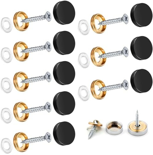 Wopanxye Paquete de 8 tornillos de espejo de 21 mm, tapas decorativas cromadas, clavos de acero inoxidable cepillado para accesorios de muebles, tableros de letreros de vidrio, paneles de placa de