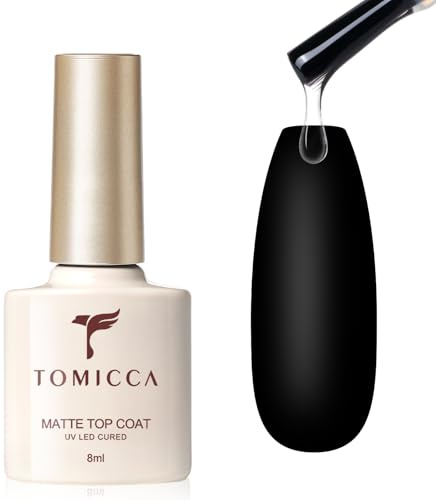 TOMICCA Matte Top Coat Gel UV Nagellack, 8ml | No Wipe Top Coat Gel UV, Soak Off Überlack fur Nail Art Design Nägel Maniküre für Nagelstudio DIY Hom