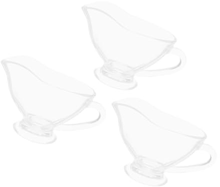 SOIMISS 3 Pcs Glass Gravy Boat Sauce Dish with Handle for Controlled Pouring Clear Glass Serving Bowls for Steak Sauces Salad Dressing Easy to Clean and Elegant Dining Accessory