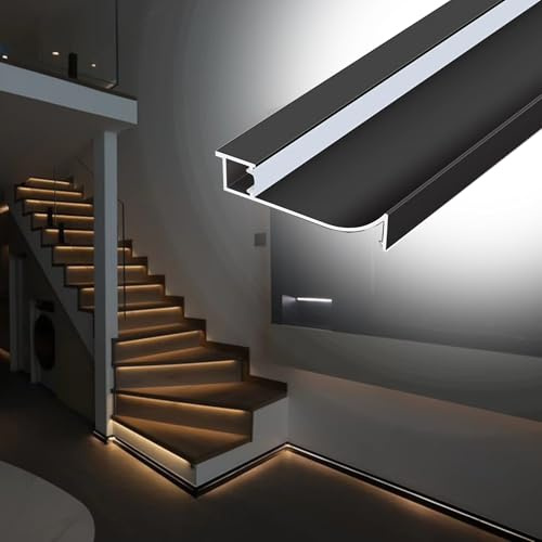 Blazea Corniche LED Plafond Éclairage LED pour Plinthes D'escalier, Profilé LED en Aluminium pour Plinthes, Éclairage Indirect pour Chambre, Cuisine et Couloir, Moulures LED(1m(3.3ft))
