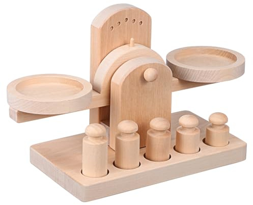 Gogogmee Holz balkenwaage Lernspielzeug für Montessori Mathe Waage aus Langlebigem Holz Balance Gewichts Rechenübung Sicher und Glatt Pädagogisches Arithmetikspielzeug