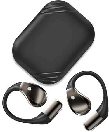 Conyat Open-Ear Headphones, Bluetooth 6.0 Wireless Earbuds Powerful Sound, 40H Open Ear Earbuds with Mic, Adjustable Ear Hooks, Ultra-Comfort, IPX7 Waterproof Earphones for Workouts,Deep Black