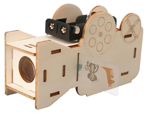 DIY Projector Science Experiments Kit, Wooden STEM Science Kits Build Your Own Slide Projector with Lens & Light | Educational Optical Physics Experiment Model for Kids Ages 8 9 10 11 12 13 14