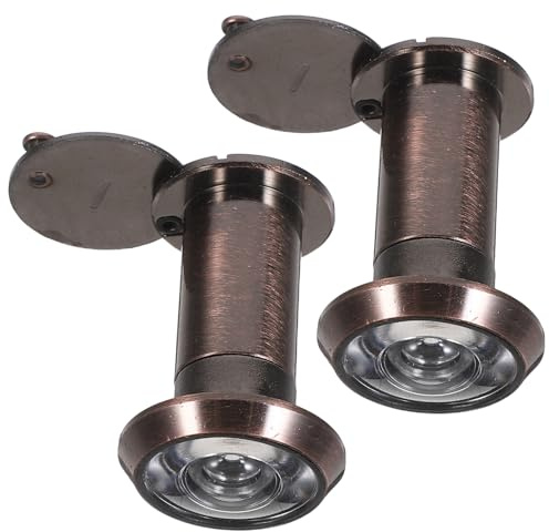 DOITOOL Mirilla de Puerta Gran Angular 220° de Aleación de Zinc 16 MM Diámetro para Puertas de 39-59 CM Grosor Color Cobre Rojo Antiguo Kit 2 Piezas Visor de Seguridad para Casa y