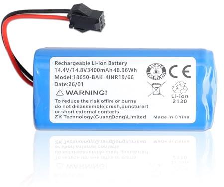WoskjXas Batería de 14,4 V 3400 mAh compatible con Lefant M310 M310G M210 M210P | M210B M213 M213S, OKP Life K3 K4 K5 K5P K7 Batería de repuesto
