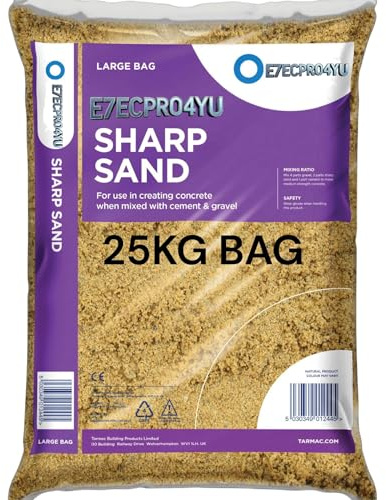 Sharp Sand, Construction and Landscaping, 25KG Major Bag, Natural Product, Suitable For Screeding And Rendering For Laying Slab And Block Work (5 BAGS 125KG)