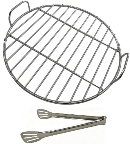 Sawhamale Parrilla de cocción de 45/53/55 cm, Rejillas de cocción Redondas de Acero Inoxidable 304 con Mango de Repuesto para Parrilla de Barbacoa Weber 7432 1241304 Barbacoa de carbón (45 cm)