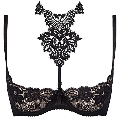 Axami Underwired Lace Half Bra V-8241, Black,34E