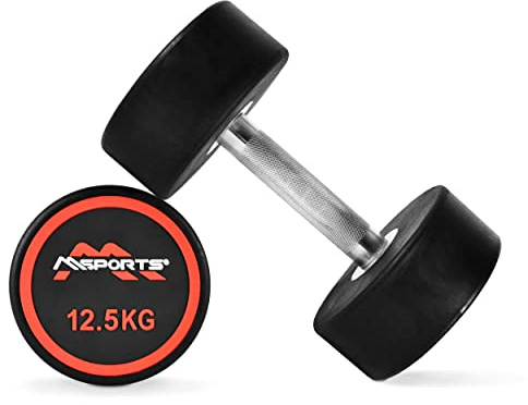 Rundhantel Premium 2-pack | Gummibelagd kort hantel 2,5–50 kg | Förkromad och räfflad grepp | Olika viktvarianter hantel (2 x 12,5 kg)