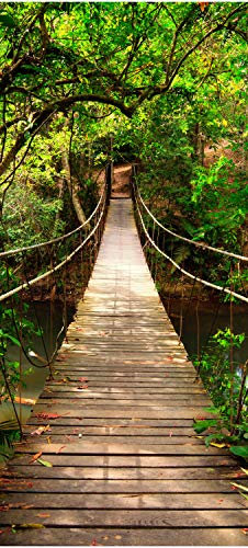 wandmotiv24 Türtapete Hänge-brücke im Dschungel, Fluss, Wasser 70 x 200cm (B x H) - Dekorfolie selbstklebend Sticker für Türen, Türfolie, Aufkleber, M1068
