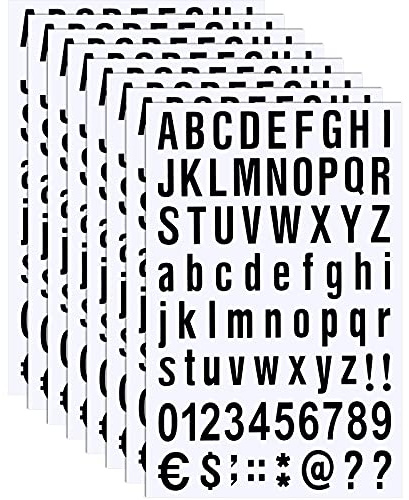 8 Blätter Selbstklebendes Vinyl Buchstaben Zahlen Kit, Schwarz, 2 Zoll | Briefkasten Nummern Aufkleber, Für Postkasten, Schilder, Fenster, Tür, Autos, Lastwagen, Heim, Adress Nummer