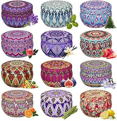 Duftkerzen Set Geschenke für Frauen Mama Weihnachten, 12 Stück 2.5 Oz Sojawachs Duft Kerzen Geschenkset mit 12 Personalisierte Aromen für Mutter Schwester Freundin Damen Freund zum Geburtstag