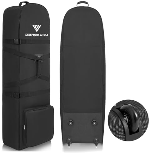 DAREKUKU Golf Travel Bags for Airlines with Adjustable Support Rod and Detachable Shoulder Straps, Hard case Top Soft Foldable Golf Club Travel Covers