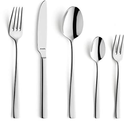 Amefa Fresh Besteckset 12 Personen, Besteck Set 60-teilig, Edelstahl Rostfrei, Besteck Spülmaschinenfest, Essbesteck, Tafelbesteck