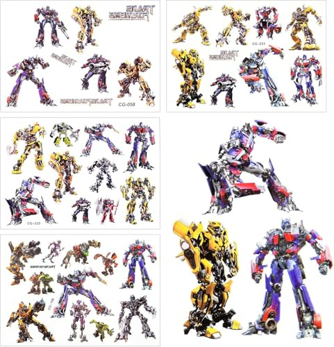 AOMIG tillfällig tatuering för barn, 4 ark set med tatueringsklistermärken för barn, vattentät, avtagbar tecknad tillfällig tatuering, tillfälliga tatueringar för fest för födelsedagsfest Väska Fyllningsklass Belöning Giveaways Födelsedagspresentdekoration (R-4 stycken)
