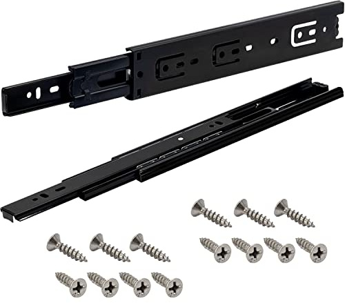 Vollauszüge 300mm 1 Paar (2 Stück) Schubladenschienen schwarz 45mm Kugelauszug Schubladenauszug Schubladenführungen Schienen für Schubladen Teleskopschienen Schienensystem Belastbarkeit 45kg NEUHALL