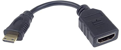 PremiumCord Adapter HDMI A auf Mini HDMI, Buchse auf Stecker, UHD 4K 2160p 60Hz, Full HD 1080p, 3D, Farbe schwarz, Vergoldete Anschlüsse, 13cm