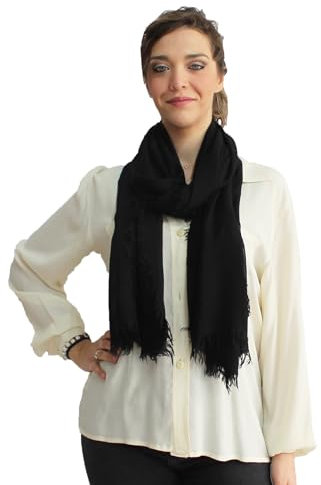 creazioni unique Bambus Schal Damen MADE IN ITALY - Frühling/Sommer Accessoire - Bamboo Scarf Women - Schals & Tücher für Damen (Schwarz)