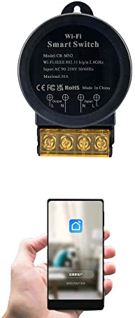 COLOROCK 30A Hochleistungs-WLAN-Smart-Switch mit Energieüberwachung, kabelloses DIY-Fernbedienungsmodul mit Smart Life-App, Sprachsteuerung, kompatibel mit Amazon Alexa, Google Home, Timer-Funktion