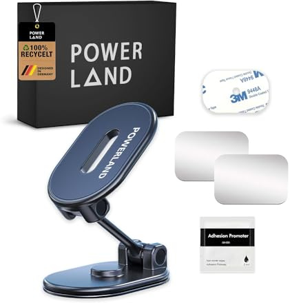 powerland Magnet Autohalterung Handy Klappbarer Universale 360° | Magnet Handyhalterung fürs Auto Legierung Magnetische Handyhalterung Auto Kompatibel mit iPhone Samsung Alle Smartphones