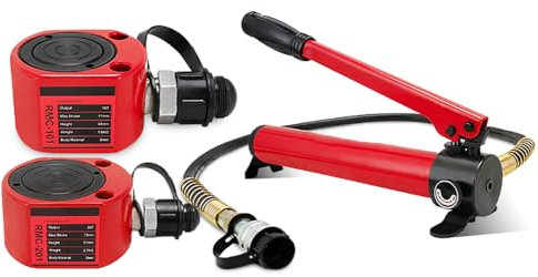 HYQNG Hydraulikzylinder-Wagenheber, 10T/20T, ultradünner hydraulischer Hubzylinder, Stößelhub 11 mm, mit manueller Hydraulikpumpe CP-180, für Brücken/Gebäude/Maschinen 10T+20T+CP180