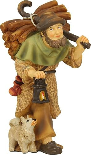 FADEDA Herd med trä och lykt/höjd: 7 cm/handmålad/detaljerade krubbfigurer – julbord, dekoration, krubbtillbehör
