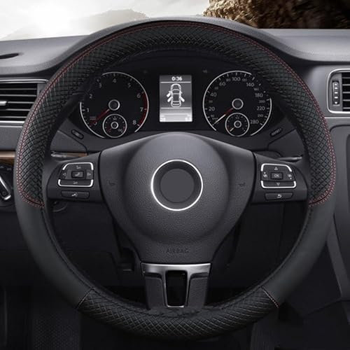 LOCHE Auto Lenkradhülle PU Leder D/O Form Auto Lenkrad Abdeckung Anti-Slip für VW für Golf 7 für Polo für Bora für Passat für Touran CC T6 T5 T4 Lenkradbezug (Farbe : Black O Shape)