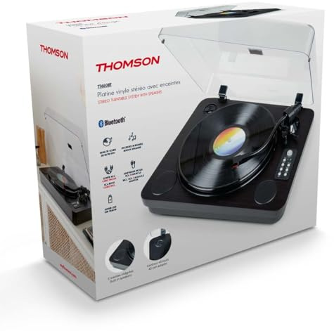 THOMSON Platine Vinyle Bluetooth TT650BT - Enregistrement USB - 2 Haut-parleurs - Noir