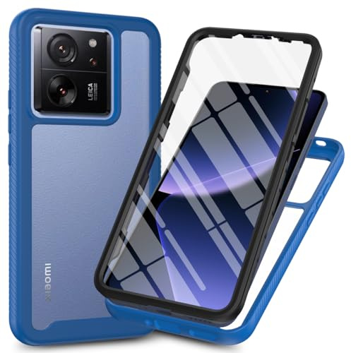 RonRun Funda para Xiaomi 13T/ Xiaomi 13T Pro con Protector de Pantalla Incorporado, Protección de 360 ° Anti Choque Transparente Carcasa Compatible con Xiaomi 13T/ Xiaomi 13T Pro Azul