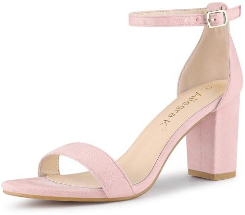 Allegra K Women's Ankle Strap Chunky Heels Sandals Pink 6 UK/Label Size 8 US