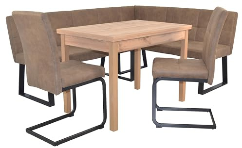 moebel direkt online 4tlg. Eckbankgruppe Schenkelmaß 190x150 cm kurzer Schenkel rechts, braun