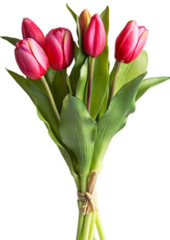 Botanic-Haus künstliches Tulpenbündel/künstlicher Tulpenbund Sandy mit 4 Tulpen und 3 Tulpenknospen Farbe: Beauty real Touch