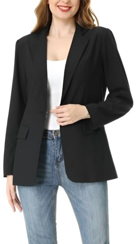 Zahala Women's Blazers Casual Suit Jackets Lightweight Long Sleeved Blazer Business Work Office Jackets Blazer(Black,L)