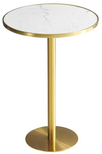 DMCHENGMA Moderner Bartisch/Esstisch mit Marmortischplatte und Rutschfester Metallbasis, einfach zu montierender Bistrotisch für Wohnzimmer, Küche(Size:55x75cm)