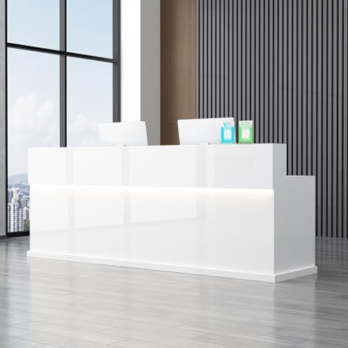YVYKFZD Empfangstheke mit Theke, große Rezeptionstheken, Empfangstresen fürs Büro mit abschließbaren Schubladen, Rezeption verkaufstheke für Einzelhandelskassen(Wit,55.1x23.6x39.3)