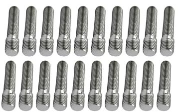 RISON-Titanium 20 Stück Stehbolzen Umbau Set, Auto Verlängerter Radbolzen Titan Radschrauben, M12x1.5 zu M14x1.5x52mm Titan Radbolzen-Umrüstsatz Erweiterte Radbolzen Rändelbolzen Doppelendbolzen