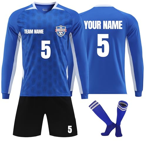 Faletony Benutzerdefiniert Trikot Kinder Erwachsene Fußball Trikot Set Personalisiertes fußball Trikots mit Name Nummer Team Logo Fusstball Shirt & Shorts Set Für Junge Herren