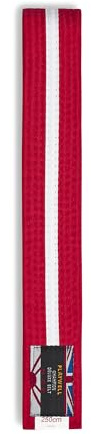 Playwell Martial Arts Baumwollgürtel mit weißen Streifen – (Karate, Judo Taekwondo), Roter Gürtel mit weißen Streifen, 250cm