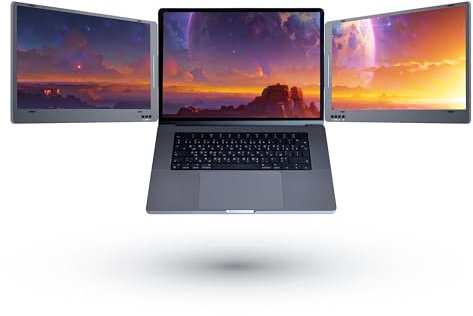 MetaDisplay MD2 Triple Portable Monitor for Laptop Screen Extender Dual Monitor Extender Plug and Play 15.6 inch FHD 1080P IPS Display (macOS/Windows/Linux)
