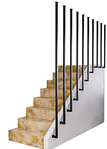 Barra di sicurezza nera quadrata per scale interne, con binario di supporto per trasferimento dal pavimento al soffitto, 120 cm