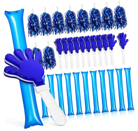 Happyyami Teiliges Cheerleading Mit Blauen Aufblasbaren Sticks Handklappern Und Bunten Pom Poms Laute Noisemaker Für Sportveranstaltungen Partys Und Gruppenjubel