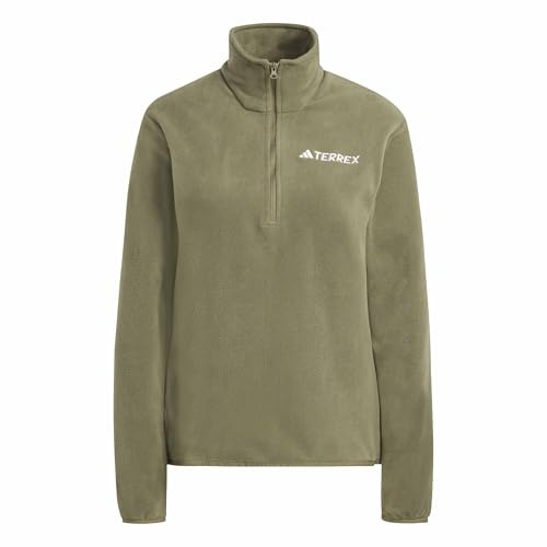 adidas Women's Terrex Multi Essentials Half Zip Fleece Jacket, Olive strata, S