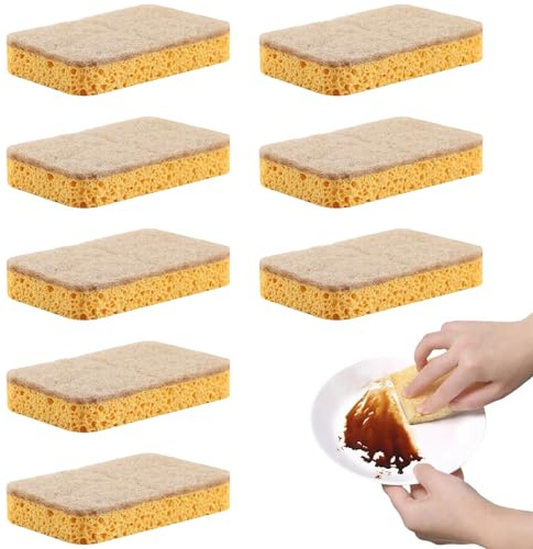 Oyiclyea Eco Sponge Scourers 8 Pack Sponges Washing Up,Eco Sponges Washing Up,Kitchen Dishwashing Sponge,Biodegradable,Environmentally Friendly,Compostable,Suitable for Dishwashing and Cleaning