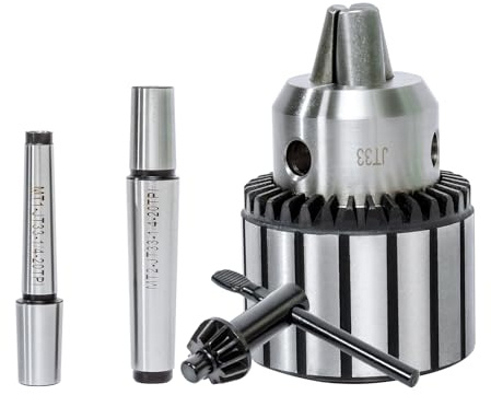 Ladulesby 4 Pcs Lathe Drill Chuck adapter Set - 1/2(1-13mm）drill press chuck with Morse Taper Arbor MT1 (JT33-MT1) and MT2 (JT33-MT2) with Chuck Key