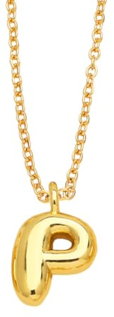 OAKKY Collana con Ciondolo Lettera a Bolle Spessa per Donne Trendy Carino Charm Ciondolo Alfabeto Personalizzato Oro Lettere Pallone P Collane